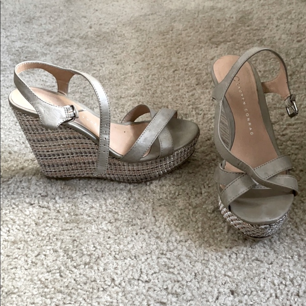 Lauren Conrad silver wedges